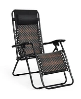 Costway Patio Rattan Zero Gravity Lounge Chair Folding Recliner