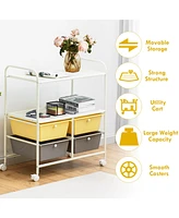 Costway Rolling Storage Cart w/4 Drawers 2 Shelves Metal Rack Shelf Utility Organizer