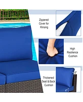 Costway 2PCS Patio Rattan Armless Sofa Sectional Furniture