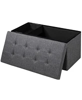 Costway 31.5''Fabric Foldable Storage Ottoman Toy Chest W/Removable Bin
