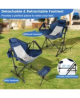 Gymax 2PCS Hammock Camping Chair w/ Retractable Footrest & Carrying Bag for Camping Navy