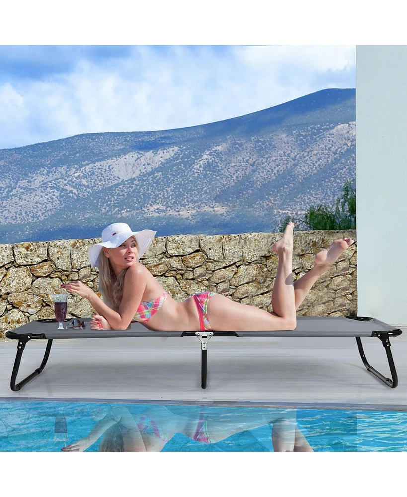 Gymax Portable Camping Cot Outdoor Folding Sleeping Bed for Traveling Hiking