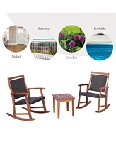 Gymax 3PCS Patio Rocking Chair & Table Set Outdoor Conversation Bistro Set