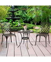 Costway Outdoor Cast Aluminum Arm Dining Chairs Set of 2 Patio Bistro Chairs