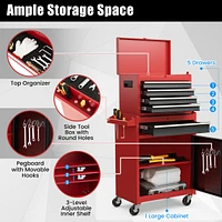 Costway 2 1 Tool Chest & Cabinet with 5 Sliding Drawers Rolling Garage Box Organizer