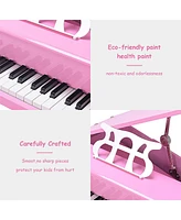 Childs 30 key Toy Grand Baby Piano w/ Kids Bench Wood Pink New