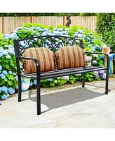 Costway 50'' Patio Park Garden Bench Porch Chair Steel Frame Cast Iron Backrest