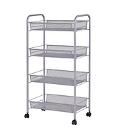 Costway 4 Tier Storage Rack Trolley Cart Home Kitchen Organizer Utility Baskets