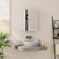 Costway Bathroom Wall Medicine Cabinet Single Mirror Door Cupboard Storage Wood Shelf