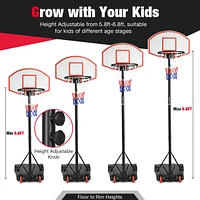 Costway Adjustable Basketball Hoop System Stand Kid Indoor Outdoor Net Goal