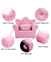 Costway Pink Kids Sofa Armrest Chair Couch Children Toddler