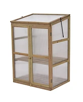 Costway Garden Portable Wooden GreenHouse Cold Frame Raised Plants Shelves Protection