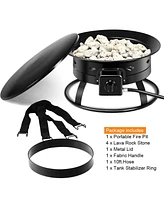 Portable Fire Pit Outdoor 58,000 Btu Propane Patio Lava Rocks Camping Events