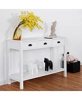 Costway 47" Console Table Hall Table Side Desk Accent Table Drawers Shelf Entryway