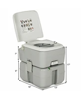 Gymax 5.3 Gallon Portable Travel Toilet Outdoor Camping Toilet w/ Piston Pump Flush