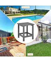 2 Pcs Patio 15'' End Side Coffee Table Square Wooden Slat Deck