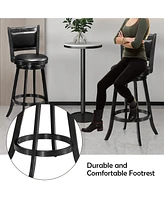 Costway Set of 2 29'' Swivel Bar Height Stool Wood Dining Chair