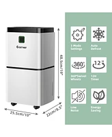 Costway 24 Pints 1500 Sq. Ft Dehumidifier For Medium To Large Room w/ Indicator