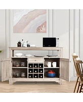 Costway Kitchen Buffet Sideboard with Wine Rack Free Standing Storage Cabinet