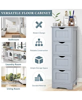 Costway Floor Storage Cabinet Bathroom Organizer Free Standing Drawers