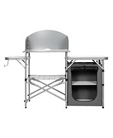 Costway Foldable Camping Table Outdoor Bbq Portable Grilling Stand