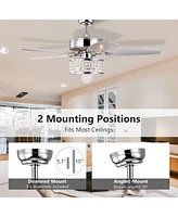 Costway 50'' Electric Crystal Ceiling Fan W/Light Adjustable Speed