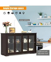Storage Cabinet Sideboard Buffet Cupboard Glass Sliding Door