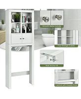 Costway Over the Toilet Storage Rack Bathroom Space Saver w/ Adjustable Shelf & Cabinet