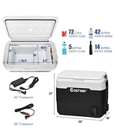 Costway 53 Qt Portable Car Refrigerator Dual-Zone Car Cooler