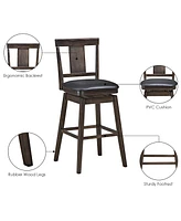 Costway Swivel Bar Stool 29 inch Upholstered Pub Height Bar Chair