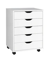 Costway 5 Drawer Chest Storage Dresser Floor Cabinet Organizer