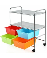 Costway 4 Drawer Rolling Storage Cart Scrapbook Paper Office School Organizer