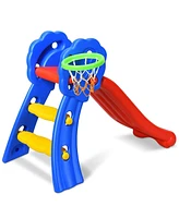 Inolait 2 Step Indoors Kids Plastic Folding Slide with Basketball Hoop