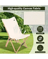 Bamboo Butterfly Folding Chair Set of 2 with Storage Pocket 330 Lbs Capacity
