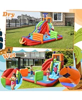 Inolait 6-in-1 Pirate Ship Waterslide Kid Inflatable Castle with Water Guns and 735W Blower