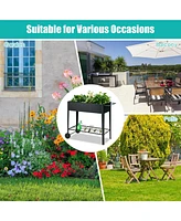 Raised Garden Bed Elevated Planter Box on Wheels Steel Planter with Shelf
