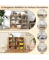 8 Cube 3-Tier Open Wooden Bookshelf Toy Storage Organizer with Anti-toppling Kits