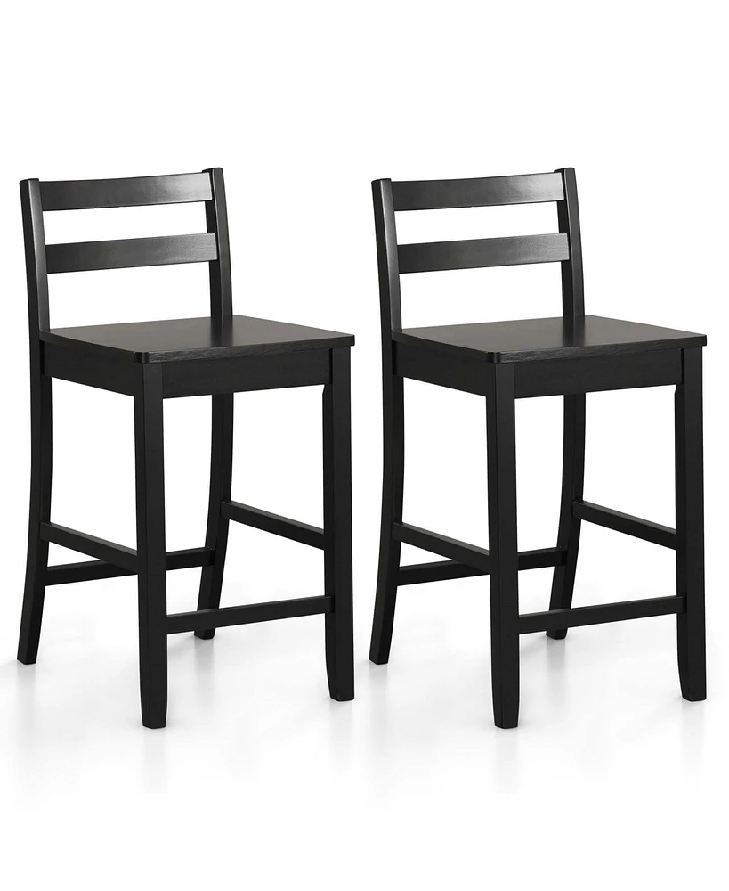 Costway 24-Inch Wooden Bar Stools Set of with Ergonomic Backrest Counter Height