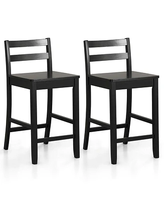 Costway 24-Inch Wooden Bar Stools Set of with Ergonomic Backrest Counter Height