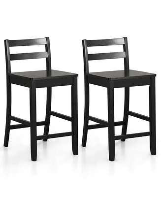 Costway 24-Inch Wooden Bar Stools Set of with Ergonomic Backrest Counter Height Stools