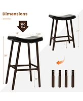 Costway Saddle Bar Stools Set of 2 Height Adjustable Upholstered Saddle Seat & Footrest