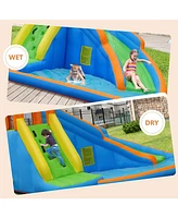 Slickblue Kids Inflatable Water Slide Bouncing House with Carrying Bag and 480W Blower