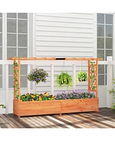 1 Pcs Raised Garden Bed with Trellis Hanging Roof Planter Box Drainage Holes for Patio