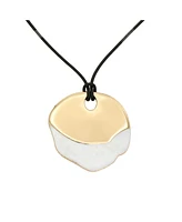 Robert Lee Morris Soho White Molten Patina Pendant Leather Necklace