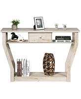 Costway Modern Sofa Accent Table with Drawer Entryway Hallway Hall