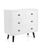 Costway 4 Drawers Dresser Chest of Drawers Free Standing Sideboard Cabinet
