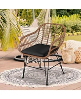 Costway 3PCS Patio Rattan Bistro Set Coffee Table Armchair Garden