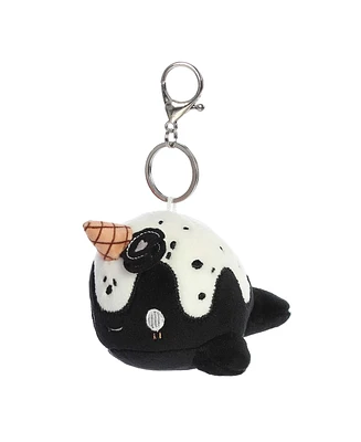 Aurora Mini Cookies & Cream Nomwhal Keychain Tasty Peach Enchanting Plush Toy Black 4.5"