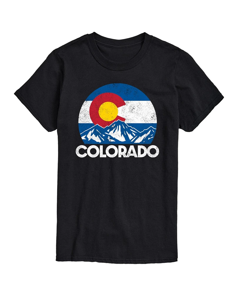 Hybrid Apparel Retro Colorado Flag Mountains Men's Short Sleeve Tee