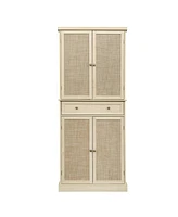 Simplie Fun 4 Door Cabinet With 1 Drawer, With 4 Adjustable Inner Shelves, Storage Cabinet